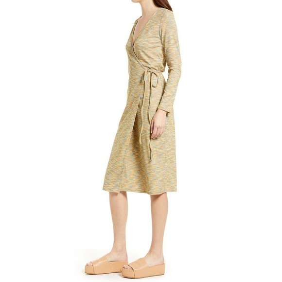 LISA SAYS GAH Lucille Long Sleeve Wrap Midi Dress in Flame Women's Size XS - Picture 2 of 13